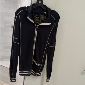 Men's Diesel Zip Up Jacket Black with Cream Accents